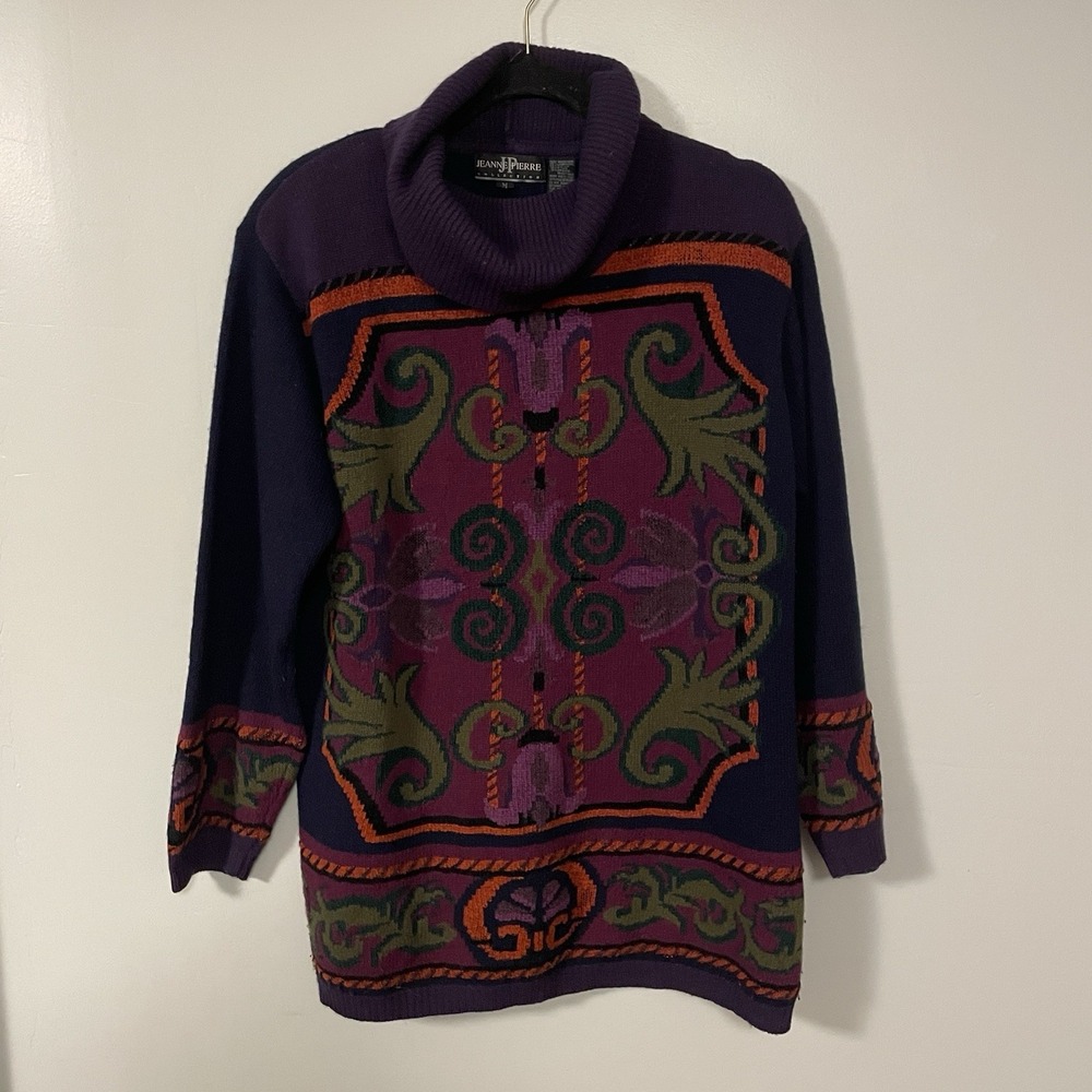 Vintage Jeanne Pierre Angora Lambswool Sweater Women's Size M Fall Shoulder Pads